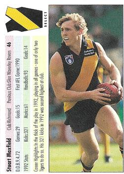 1993 Select AFL #46 Stuart Maxfield Back